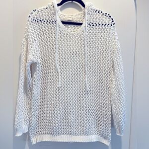 Nicole miller open knit hoodie size xl off white cream color